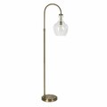 Hudson & Canal Henn &amp; Hart  Verona Brass Arc Floor Lamp with Seeded Glass Shade FL0266